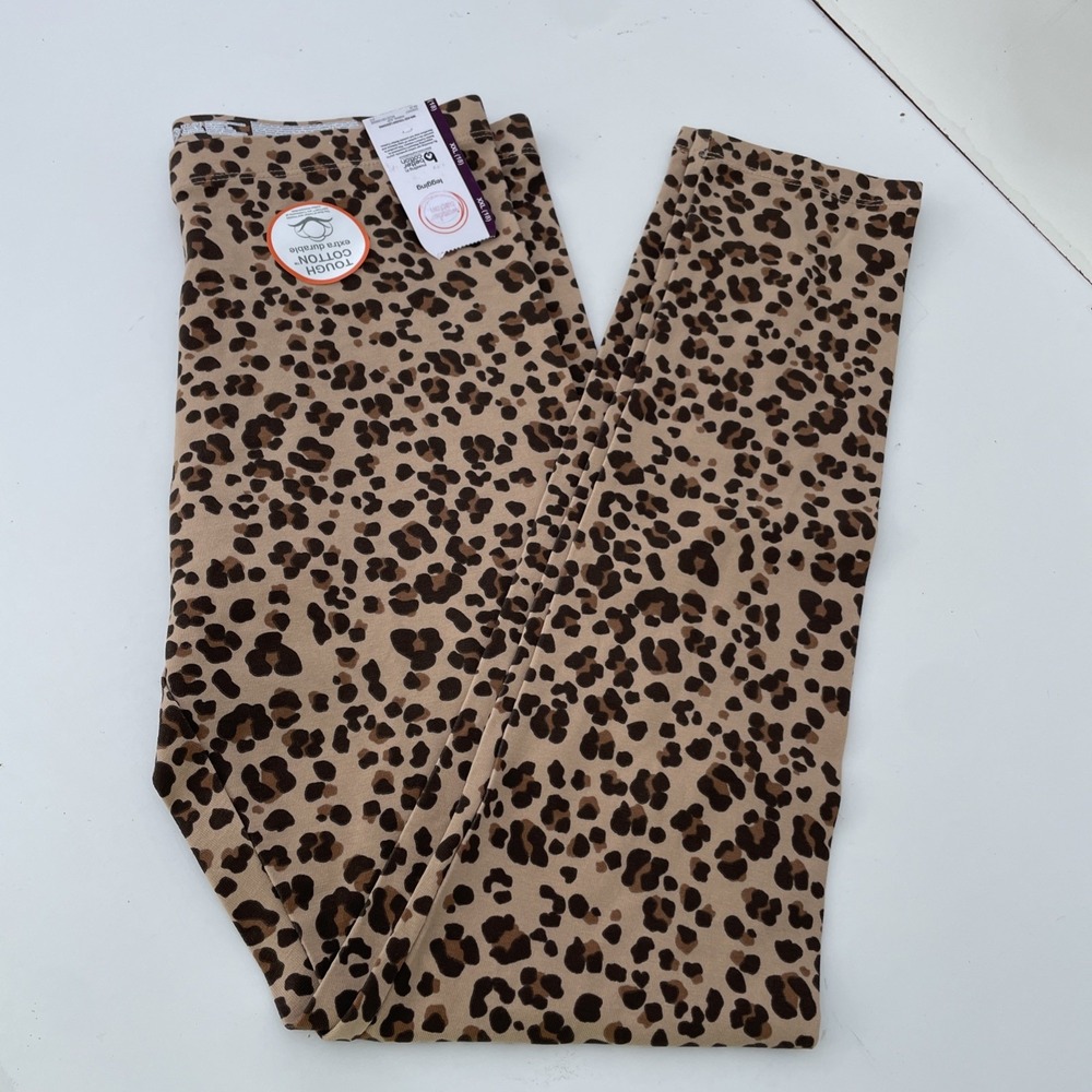 NWT Wonder Nation Tough Cotton Leggings Girls Leopard Print Brown XXL 18